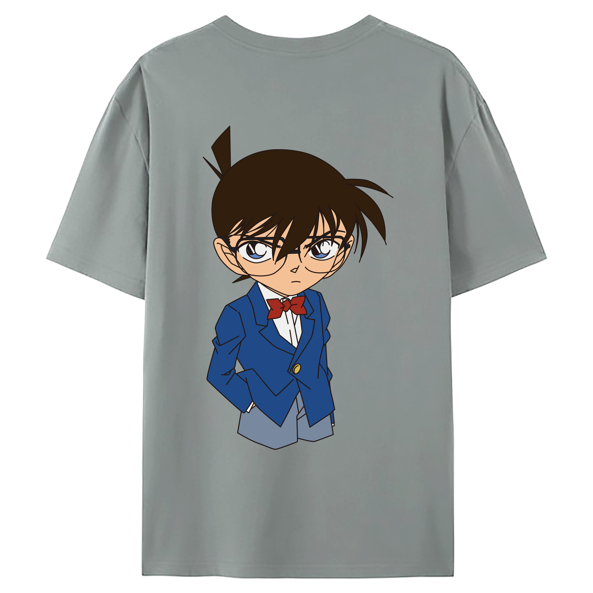 （画像用） 名探偵コナン 江戸川 コナン Detective Conan Conan Edogawa 綿100％ メンズ半袖Tシャツ（バックプリント） 通気性